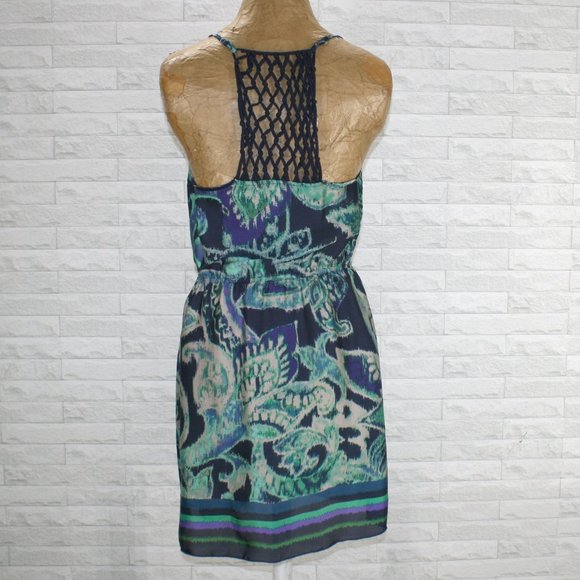 XHILARATION Dress Paisley Tie Dye Peacock Boho Floral Colorful Racerback Lace XS - Picture 6 of 14